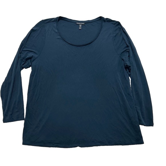 Eileen Fisher Tops - Eileen Fisher Women's 1X Stretch Silk Jersey Top Navy Ink Tone Minimalist